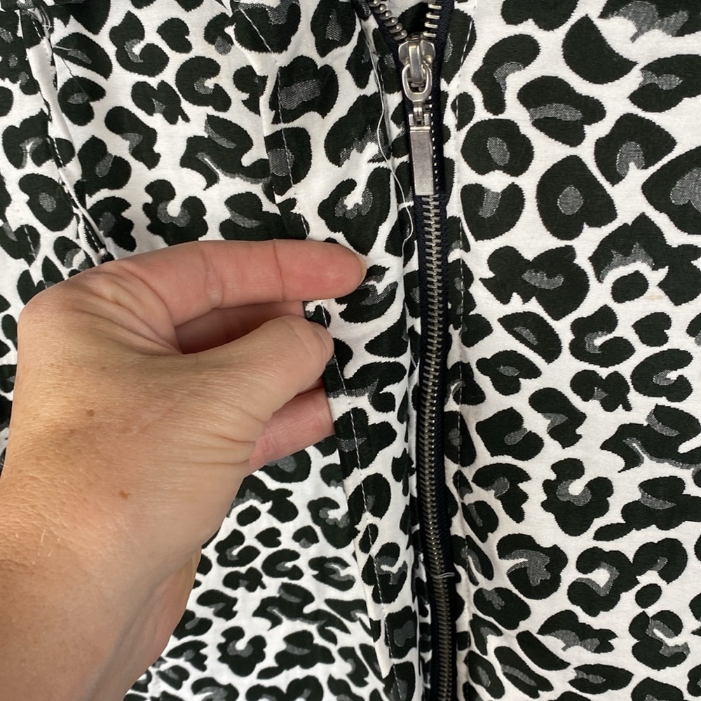 Erin London Black and White Leopard Oversized Jacket Sz L - Picture 10 of 14